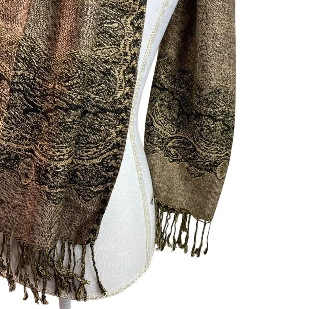 Pashmina Silk Blend Scarf With Fringe